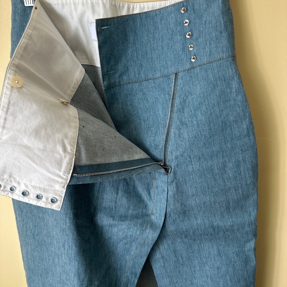 Derek Lam 10 Crosby Light Denim Asymmetric slit long pencil skirt size 6 - Picture 5 of 7